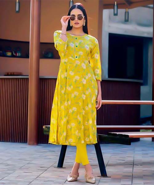 Yellow Rayon Casual Wear Kurti in ipswich