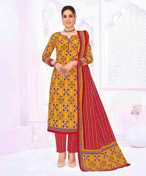 Yellow  Cotton Casual Wear Salwar Kameez in ipswich