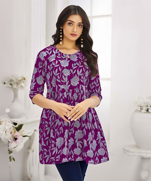 Violet Cotton Printed Kurti in louisville