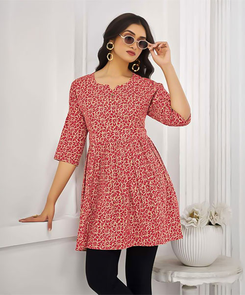 Orange  Cotton Printed Kurti in louisville