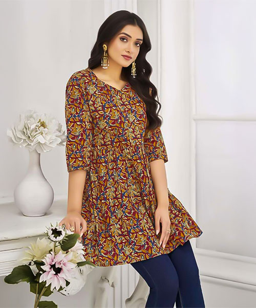 Brown  Cotton Printed Kurti in louisville