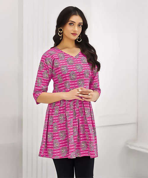 Pink  Cotton Printed Kurti in louisville