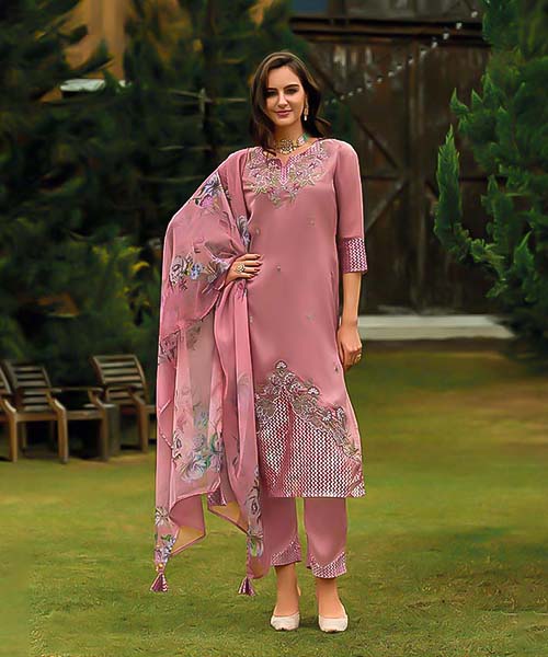 Pink  Organza Party Wear Kurti