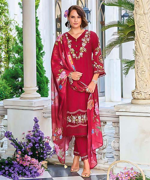 Red  Viscose Casual Wear Salwar Kameez in europe