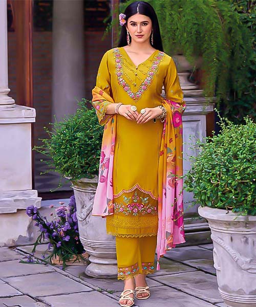 Yellow Viscose Casual Wear Salwar Kameez in europe