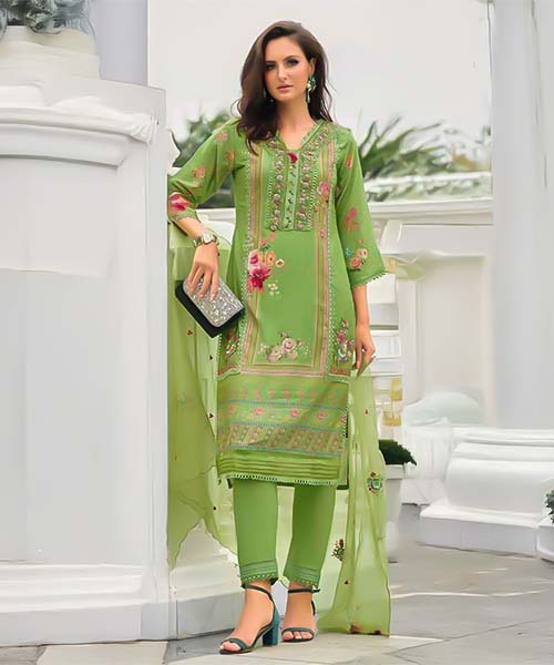 Green  Muslin Casual Wear Salwar Kameez in las vegas