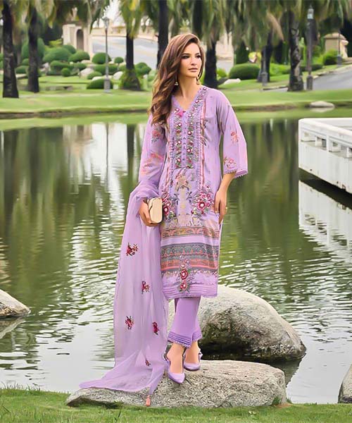 Purple Muslin Casual Wear Salwar Kameez
