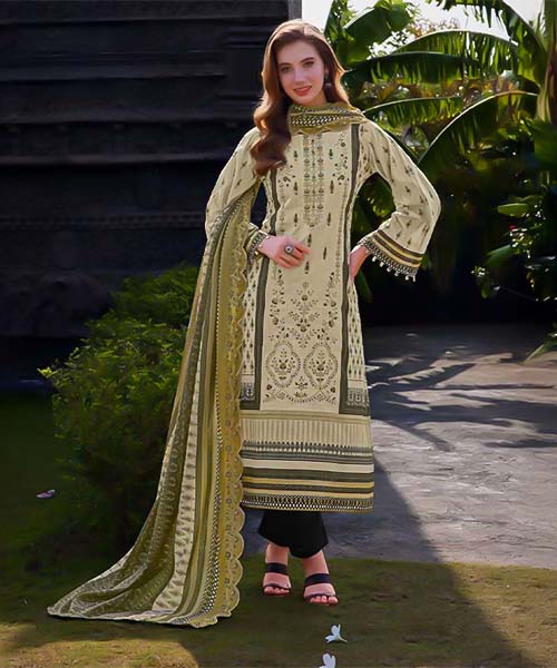 Green  Cambric Lawn Cotton Printed Salwar Kameez in ipswich
