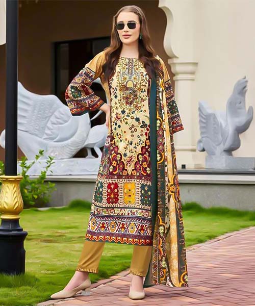 Yellow  Cambric Cotton Casual Wear Salwar Kameez in belfast