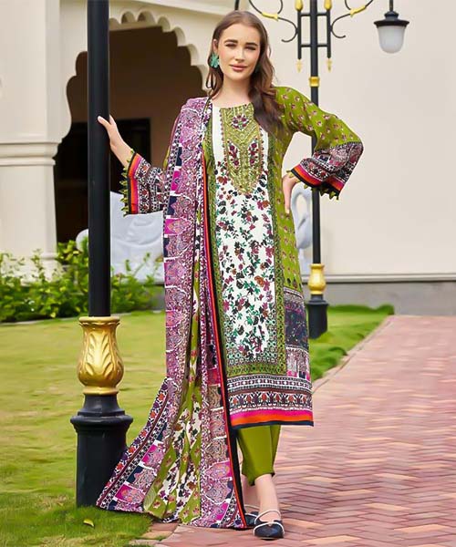 Green  Cambric Cotton Casual Wear Salwar Kameez in northampton