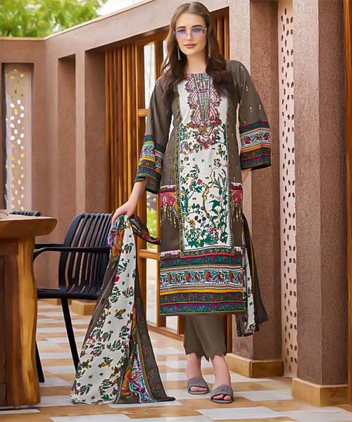 Olive Green Cambric Cotton Casual Wear Salwar Kameez in belfast