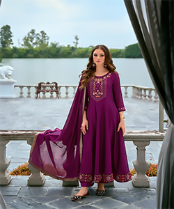 Purple Silk Anarkali Suit