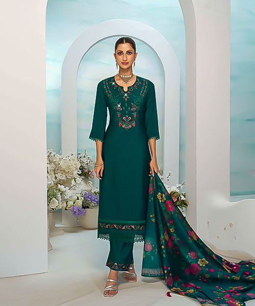 Green Viscose Silk Party Wear Salwar Kameez