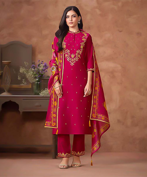 Red Viscose Silk Casual Wear Salwar Kameez in mumbai