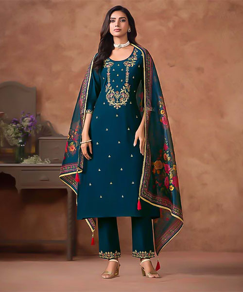 Blue Viscose Silk Casual Wear Salwar Kameez in mumbai