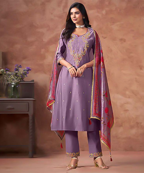 Purple Viscose Silk Casual Wear Salwar Kameez in mumbai