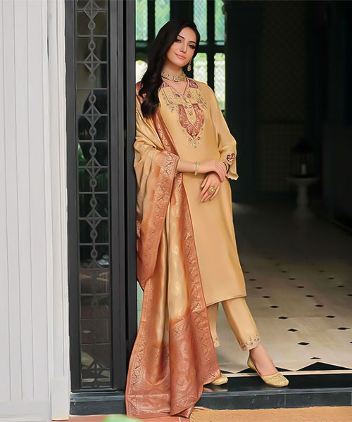 Light Brown Viscose Casual Wear Salwar Kameez in denver
