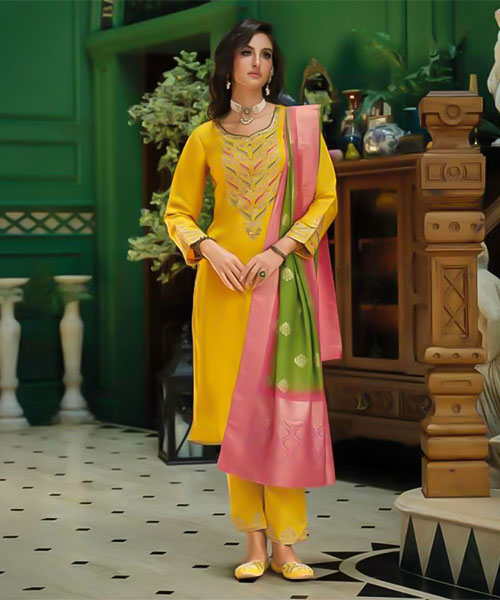 Yellow Viscose Casual Wear Salwar Kameez in denver