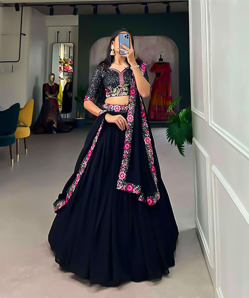 Dark Blue Georgette Party Wear Lehenga in tucson