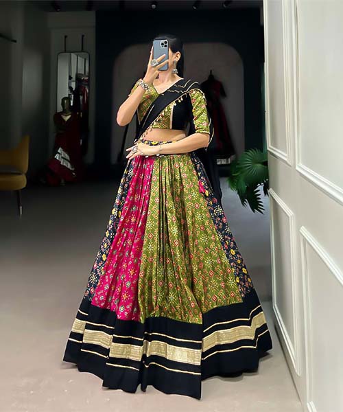Green  Dola Silk Designer Lehenga in peterborough