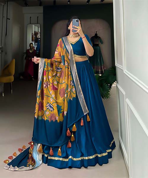 Blue  Chinon Silk Casual Wear Lehenga in milton keynes