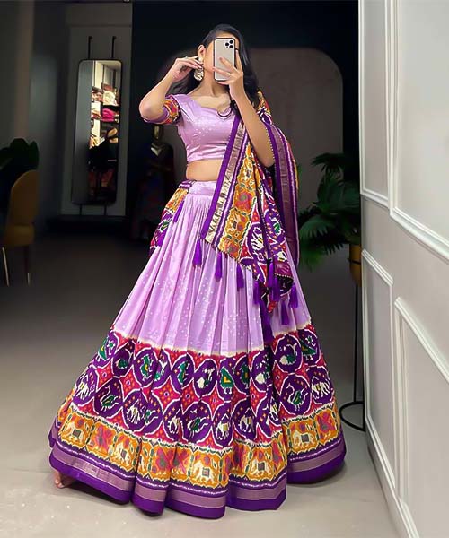 Purple Tusser Silk Casual Wear Lehenga