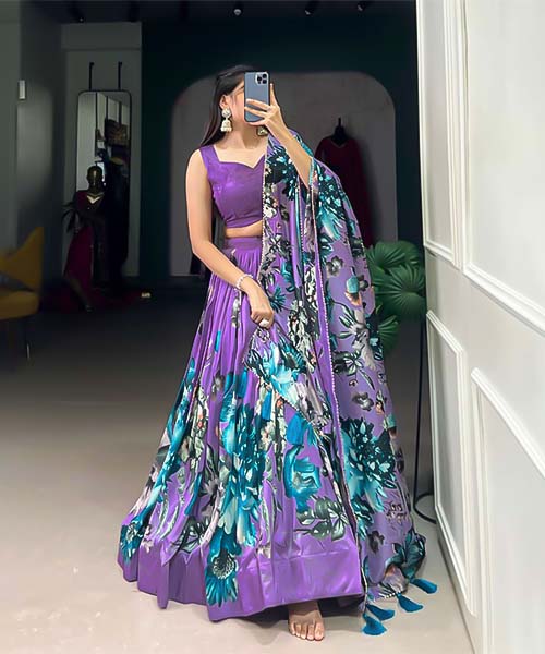Purple Tusser Silk Casual Wear Lehenga in peterborough