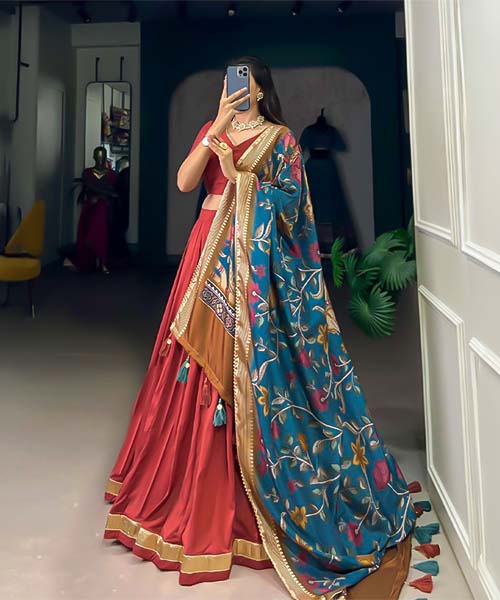 Brown Chinon Silk Casual Wear Lehenga in milton keynes