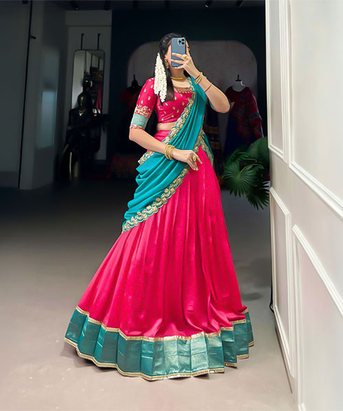 Magenta  Vichitra Silk Party Wear Lehenga in ripon