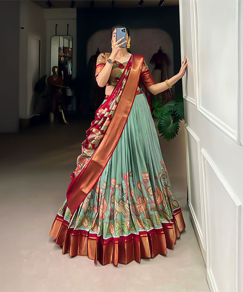 Red  Dola Silk Casual Wear Lehenga