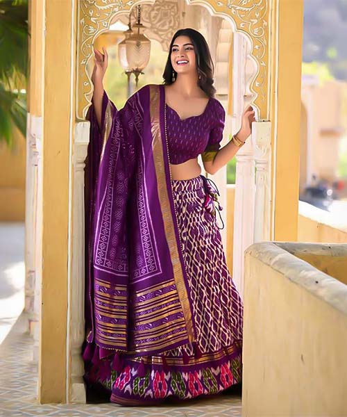Purple  Tusser Silk Casual Wear Lehenga in milwaukee