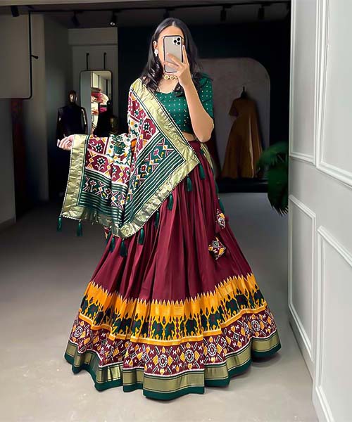 Brown Tusser Silk  Casual Wear Lehenga in belgium