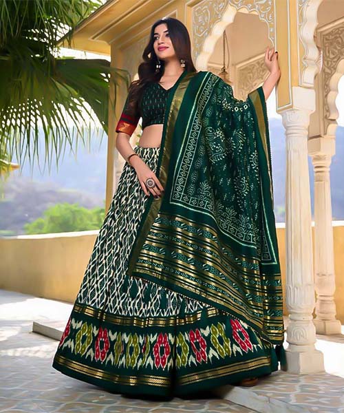 Green  Tusser Silk Casual Wear Lehenga in milwaukee