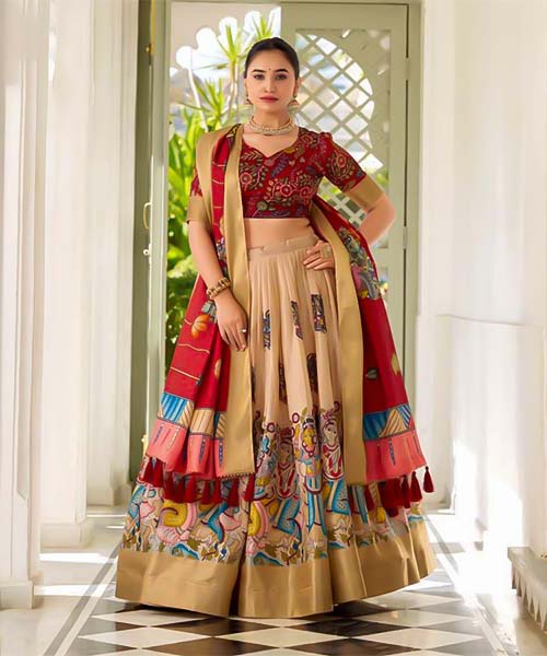 Red  Dola Silk  Casual Wear Lehenga in newport