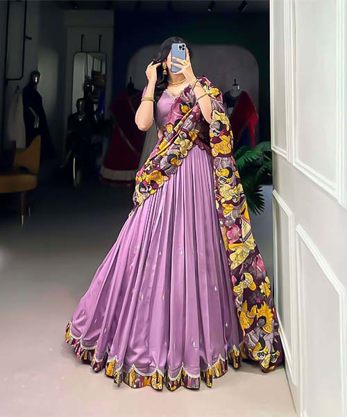Purple Vichitra Silk Party Wear Lehenga in luton