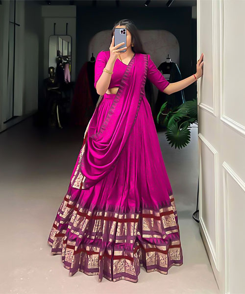 Violet Chanderi Casual Wear Lehenga in armagh