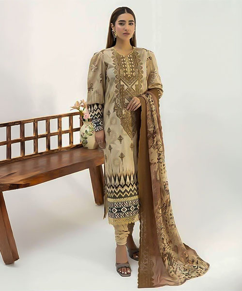 Brown Lawn Casual Wear Salwar Kameez in hereford