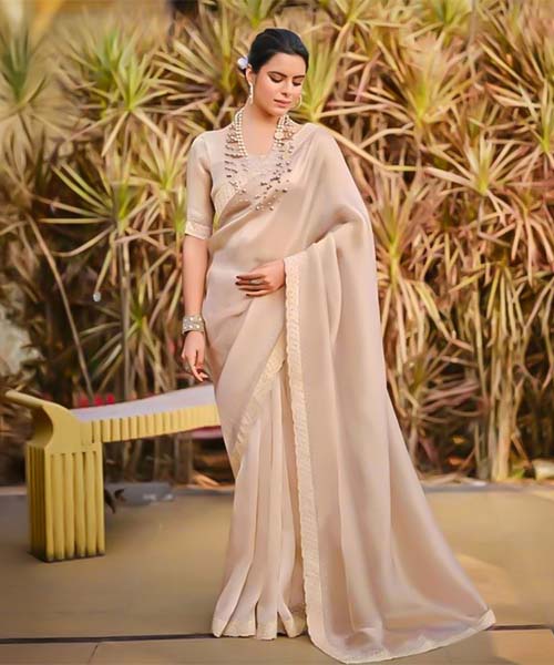Salmon  Malai Silk Casual Wear Saree in ipswich