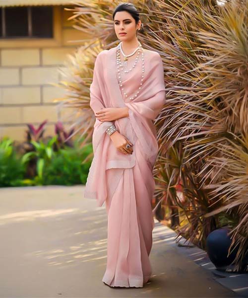 Pink  Malai Silk Casual Wear Saree in ipswich