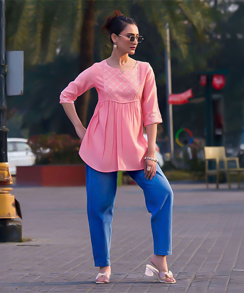 Pink  Silk Casual Wear Kurti in lichfield
