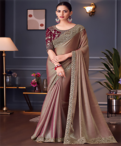 Bronze Double Tone Silk Partywear Saree