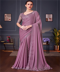 Onion Pink Shimmer Silk Partywear Saree