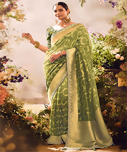 Mehendi Silk Partywear Saree