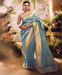 Light Blue Silk Partywear Saree