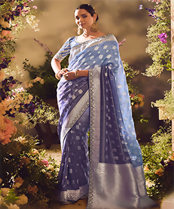 Blue Silk Partywear Saree