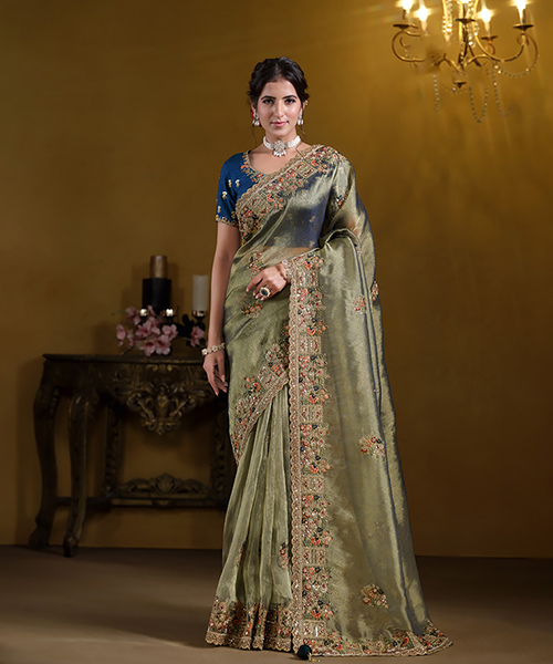 Sea green Silk Designer Saree