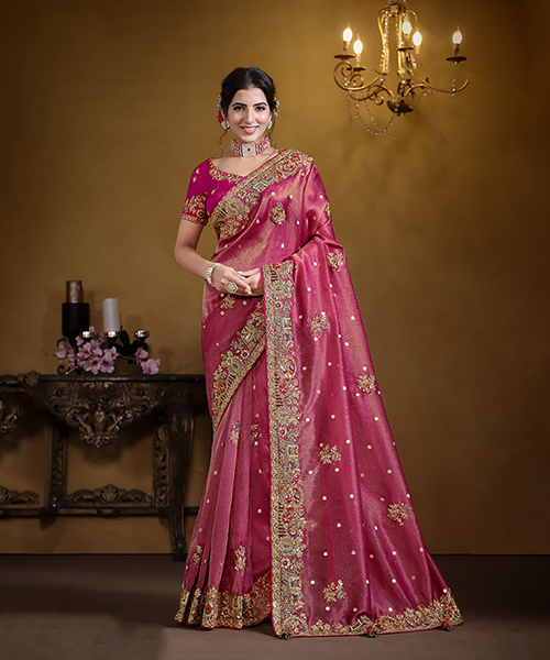 Pink Silk Designer Saree