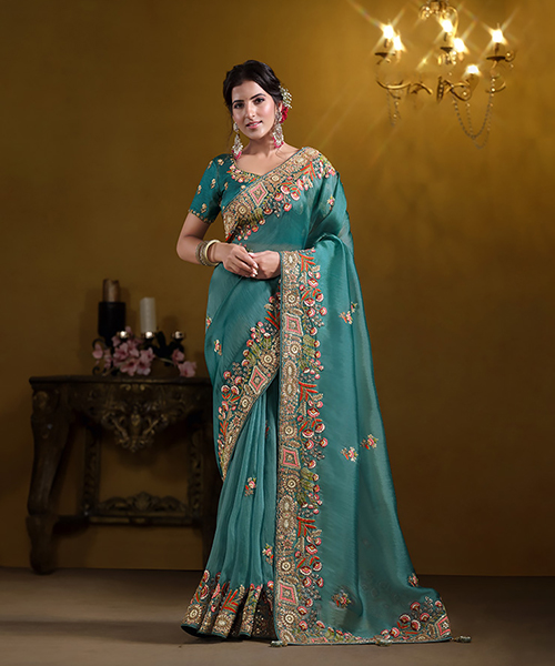 Sky blue Silk Designer Saree