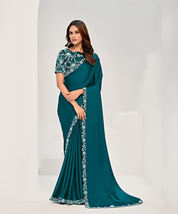 Sky blue Satin Partywear Saree