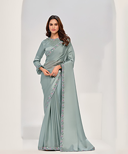 Sky blue Satin Partywear Saree